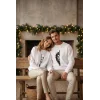 Sevgililer Günü Özel Bisiklet Yaka Aslan Baskılı Oversize Sweatshirt - Beyaz