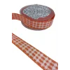 Tafta Ekoseli Kurdele 25 mm Turuncu 10 Metre