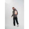 Üç İplik Kapşonlu Dijital Patchli SweatShirt - Füme