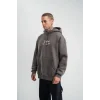 Üç İplik Kapşonlu Dijital Patchli SweatShirt - Füme