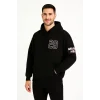 Üç İplik Kapüşonlu Ön ve Arka Baskılı SweatShirt hoodie - Siyah