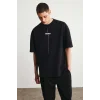 Unisex Baskılı Oversize Kısa kol  T-Shirt - Siyah