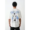 Unisex Baskılı Oversize T-Shirt - Beyaz