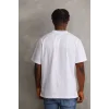 Unisex Baskılı Oversize T-Shirt - Beyaz