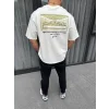 Unisex Baskılı Oversize T-Shirt - Beyaz