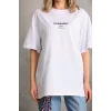 Unisex Baskılı Oversize T-Shirt - Beyaz