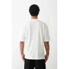 Unisex Baskılı Oversize T-Shirt - Beyaz