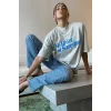 Unisex Baskılı Oversize T-Shirt - Beyaz
