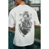 Unisex Baskılı Oversize T-Shirt - Beyaz