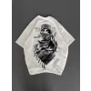 Unisex Baskılı Oversize T-Shirt - Beyaz