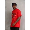 Unisex Baskılı Oversize T-Shirt - Kırmızı
