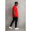 Unisex Baskılı Oversize T-Shirt - Kırmızı