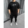 Unisex Baskılı Oversize T-Shirt - Siyah