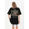 Unisex Baskılı Oversize T-Shirt - Siyah