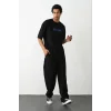 Unisex Baskılı Oversize T-Shirt - Siyah