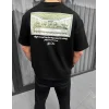 Unisex Baskılı Oversize T-Shirt - Siyah