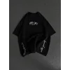 Unisex Baskılı Oversize T-Shirt - Siyah