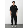 Unisex Baskılı Oversize T-Shirt - Siyah