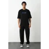 Unisex Baskılı Oversize T-Shirt - Siyah