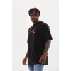 Unisex Baskılı Oversize T-Shirt - Siyah