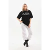Unisex Baskılı Oversize T-Shirt - Siyah