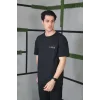 Unisex Bisiklet Yaka Baskılı Oversize T-Shirt - Siyah