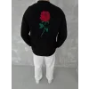 Unisex Bisiklet Yaka Ön Ve Arka Baskılı SweatShirt - Siyah