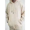 Unisex Double Oversize Kapşonlu Yıkamalı SweatShirt - Krem