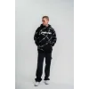 Unisex Kapşonlu Varak ve Pano Baskılı SweatShirt- Siyah