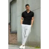 Unisex V Yakalı Triko T-Shirt - Siyah
