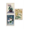 Vazodaki Çiçekler Üçlü Ahşap Çerçeveli Tablo