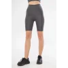 Yüksek Bel Biker Sporcu Şort - Füme