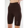 Yüksek Bel Biker Sporcu Şort - Kahve