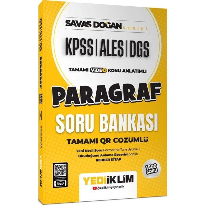 2025 KPSS ALES DGS Paragraf Soru Bankası - Yediiklim Yayınları