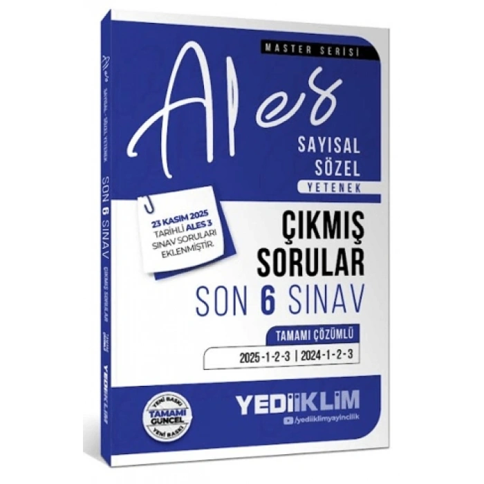2026 ALES Sayısal-Sözel Son 6 Sınav Çıkmış Sorular-Yediiklim Yayınları