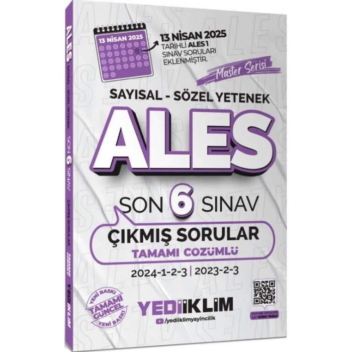 2026 ALES Sayısal Sözel Yetenek 6 Sınav Çıkmış Sorular-Yediiklim Yayınları