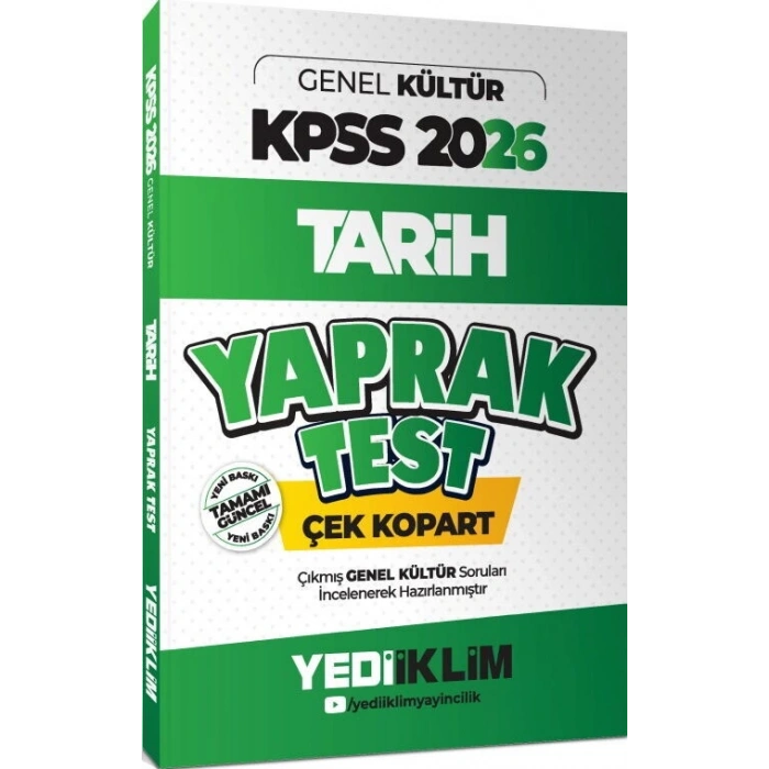2026 KPSS-AGS Tarih Çek Kopar Yaprak Test-Yediiklim Yayınları