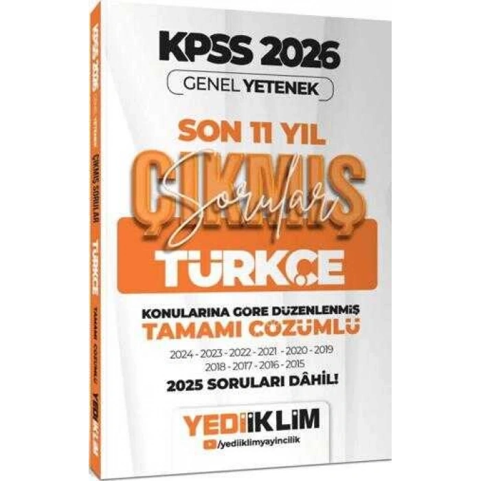 2026 KPSS Genel Yetenek 11 Yıl Çıkmış Sorular-Yediiklim Yayınları