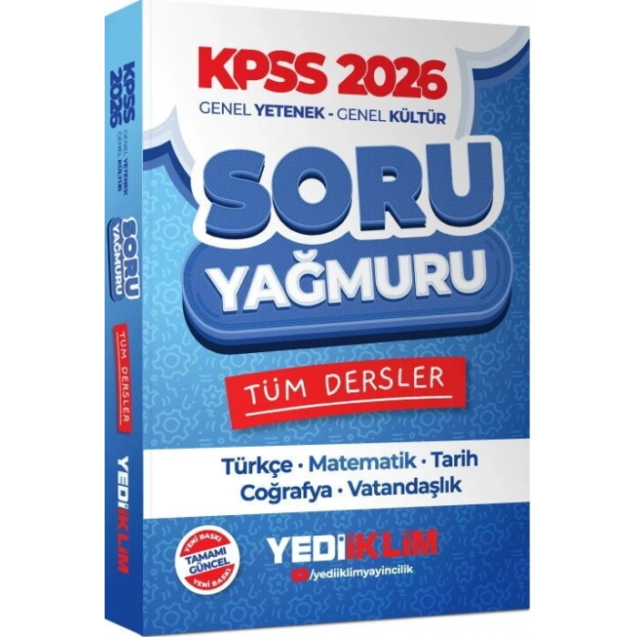 2026 KPSS Genel Yetenek Genel Kültür Tüm Dersler Soru Yağmuru - Yediiklim Yayınları