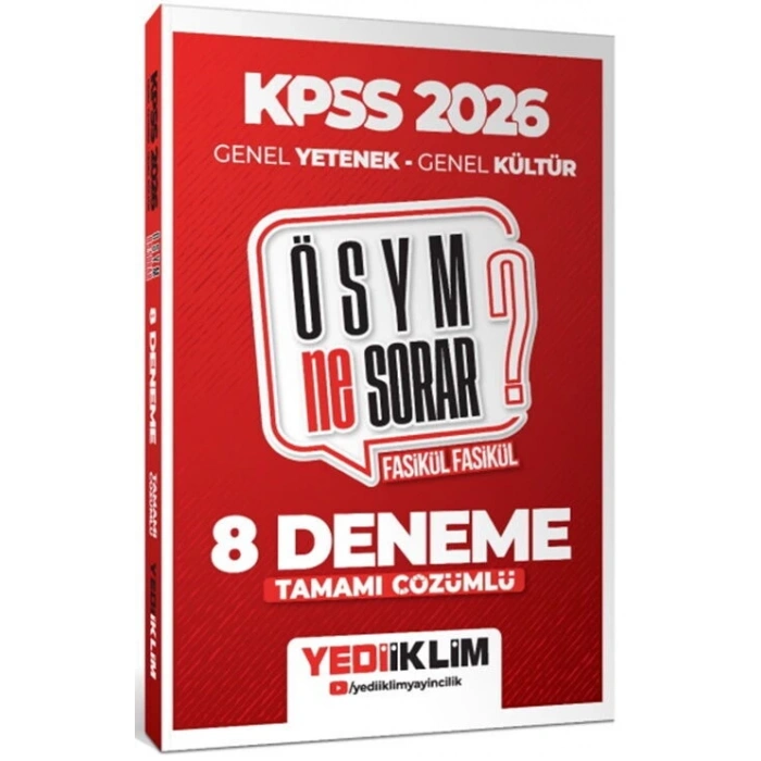 2026 KPSS Lisans Deneme Sınavı 8li ÖSYM Ne Sorar - Yediiklim Yayınları