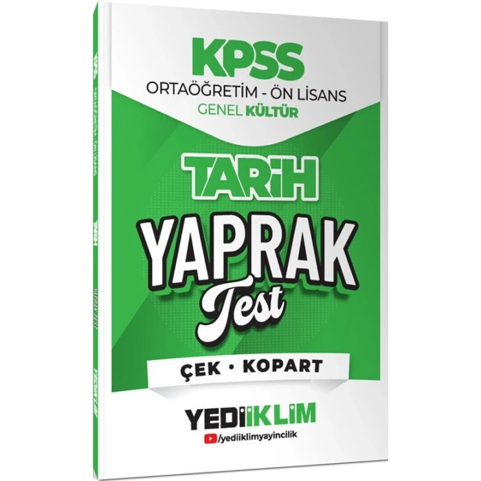 2026 KPSS Önlisans Tarih Çek Kopar Yaprak Test-Yediiklim Yayınları