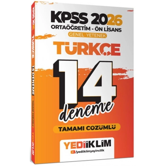 2026 KPSS Önlisans Türkçe 14 Deneme-Yediiklim Yayınları