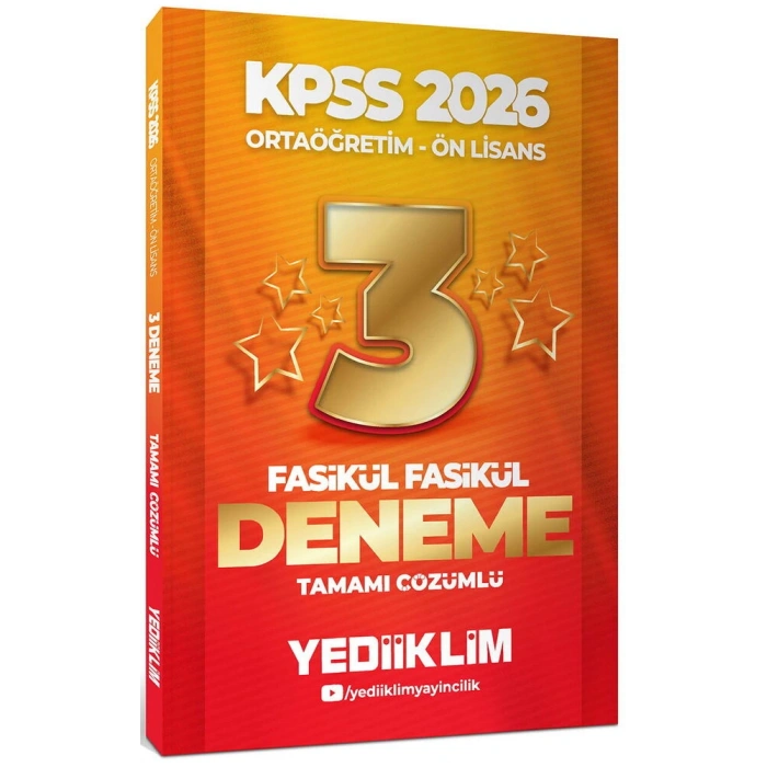 2026 KPSS Orta Öğretim Önlisans 3 Yıldız Fasikül Deneme -Yediiklim Yayınları