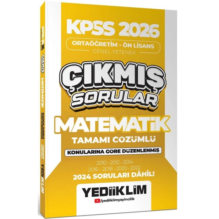 2026 KPSS Ortaöğretim Önlisans Matematik Çıkmış Sorular-Yediiklim Yayınları