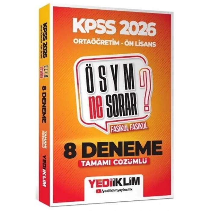 2026 KPSS Ortaöğretim Önlisans ÖSYM Ne Sorar 8 Deneme - Yediiklim Yayınları