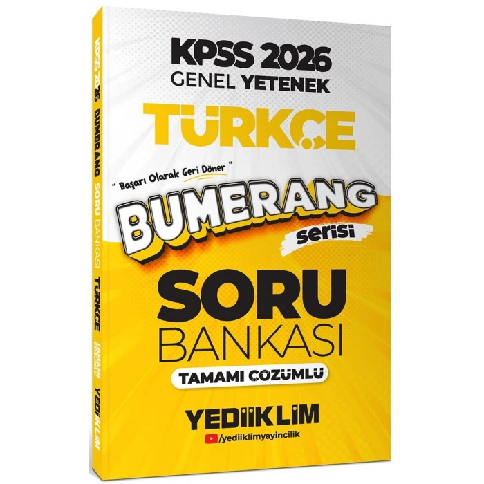2026 KPSS Türkçe Soru Bankası Bumerang - Yediiklim Yayınları