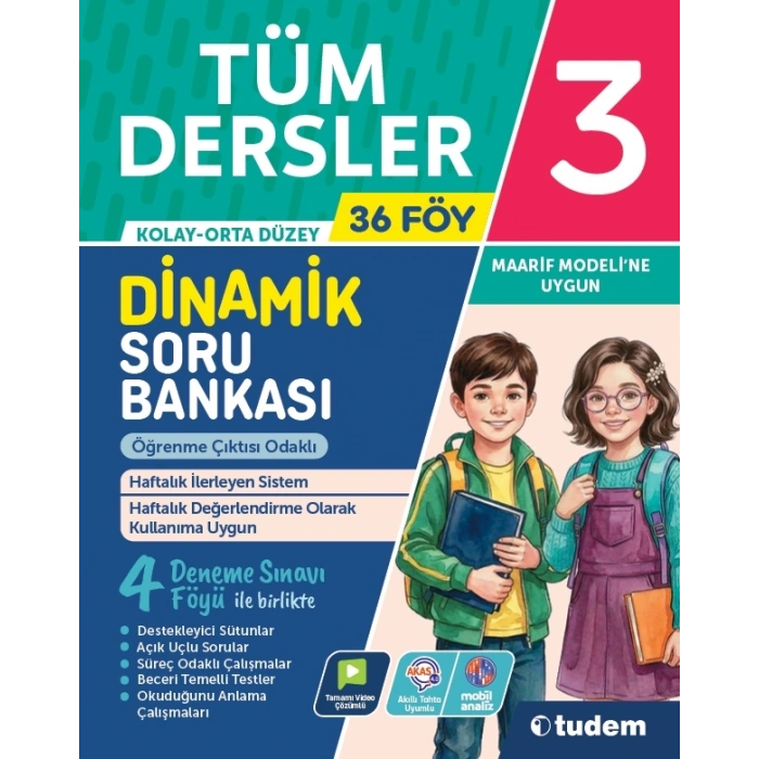3.Sınıf Tüm Dersler Soru Bankası Dinamik-Tudem Yayınları