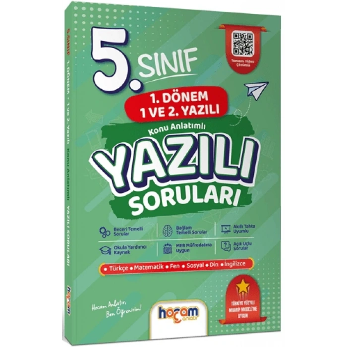 5. Sınıf Konu Anlatımlı Yazılı Soruları Tamamı Video Çözümlü-Hediye Planlama Kitapçığı- Hocam Anlatır