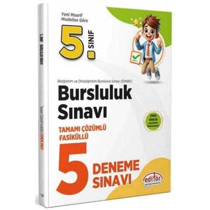 5.SINIF Bursluluk Sınavı Çözümlü 5 Deneme İOKBS PBYS-Editör Yayınları