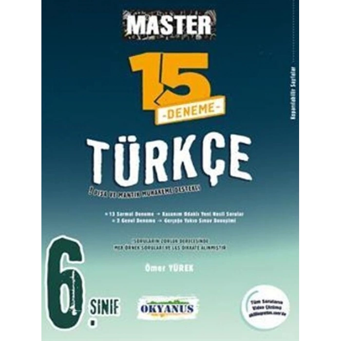 6. Sınıf Master 15 Türkçe Denemesi-Okyanus Yayınlar